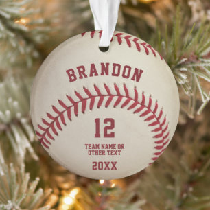 Vintage Baseball Ball Stitching Photo Personalized Ornament