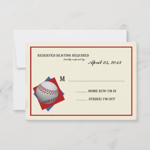 Vintage Baseball Bar Mitzvah Reply RSVP Card
