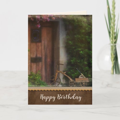 Vintage Baseball Bat and Glove Birthday Card