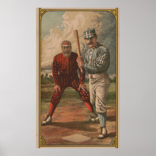 Batter In The Box - Vintage Color Baseball Print - 1895 Bath Towel