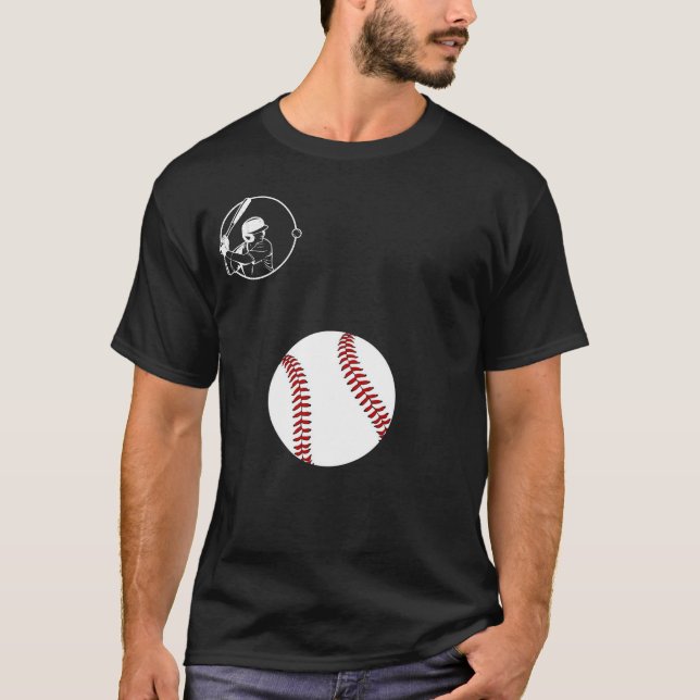 Vintage Baseball Batter T-Shirt with Large Red  (Front)