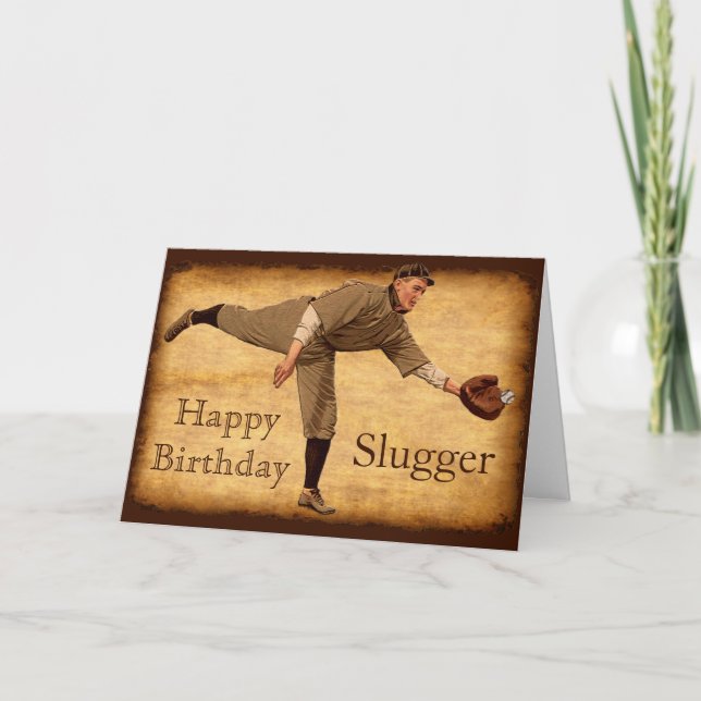 Vintage Baseball Birthday Cards PERSONALIZED (Front)