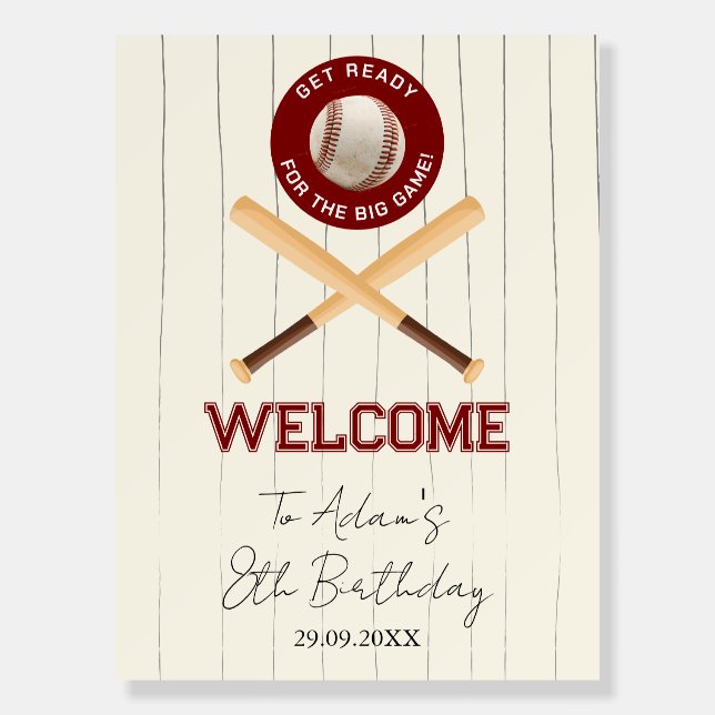Vintage Baseball Birthday Celebration Foam Board (Front)