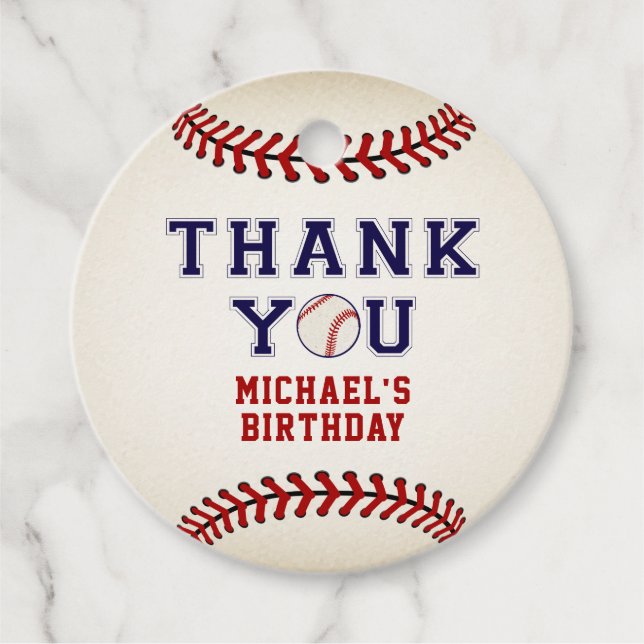 Vintage Baseball, Birthday Favor Tags (Front)