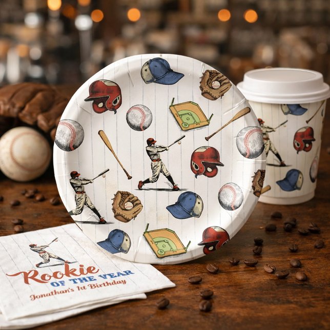 Vintage Baseball Birthday Paper Plates (Vintage Baseball Birthday Paper Plates)