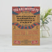 Vintage Baseball Birthday Party Invitation (Standing Front)