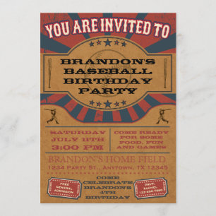 Vintage Baseball Birthday Party Invitation