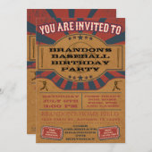 Vintage Baseball Birthday Party Invitation (Front/Back)