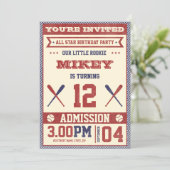 Vintage Baseball Birthday Party Invite (Standing Front)