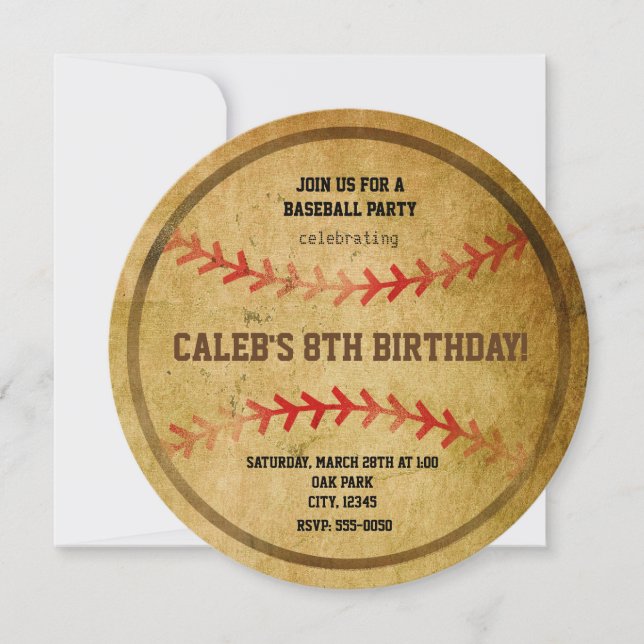 Vintage Baseball Birthday Party Sports Invitation (Front)