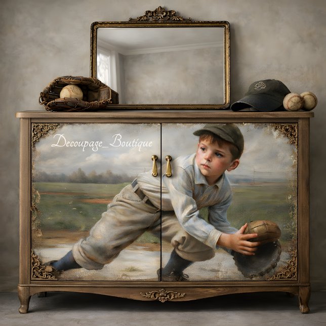 Vintage Baseball Boy Decoupage Tissue Paper (Vintage Baseball Boy Decoupage Tissue Paper Mockup)