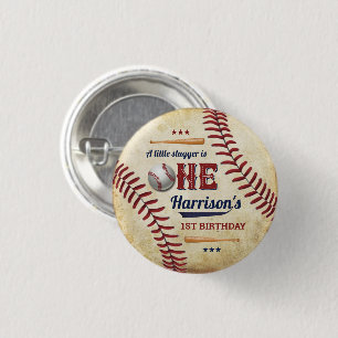 Vintage Baseball Boys 1st Birthday Button
