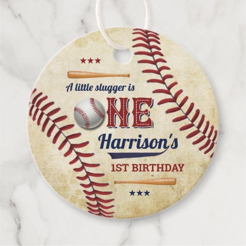 Vintage Baseball Boys 1st Birthday Favor Tags