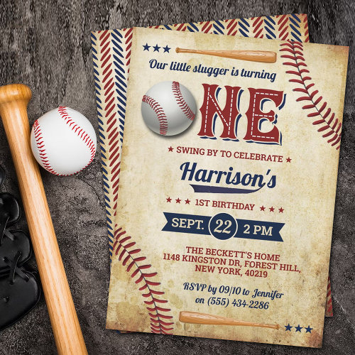 Vintage Baseball Boys 1st Birthday
