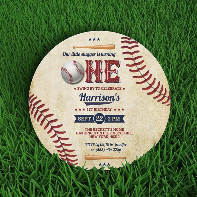 Vintage Baseball Boys 1st Birthday Invitation (Creator Uploaded)