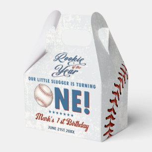 Vintage Baseball Boys 1st Birthday Party Favor Box
