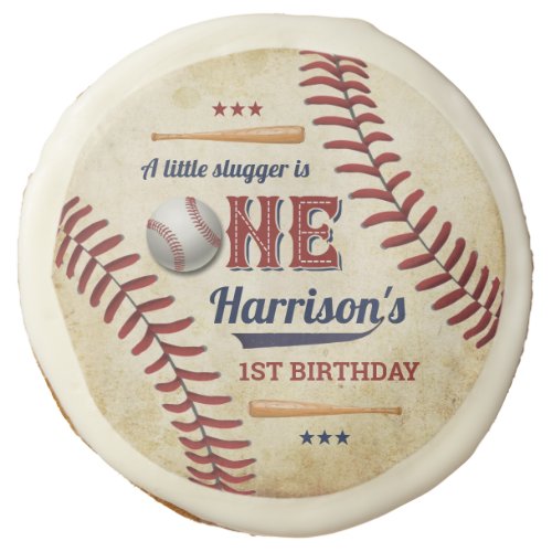 Vintage Baseball Boys 1st Birthday Sugar Cookie