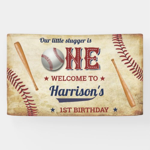 Vintage Baseball Boys 1st Birthday Welcome Banner