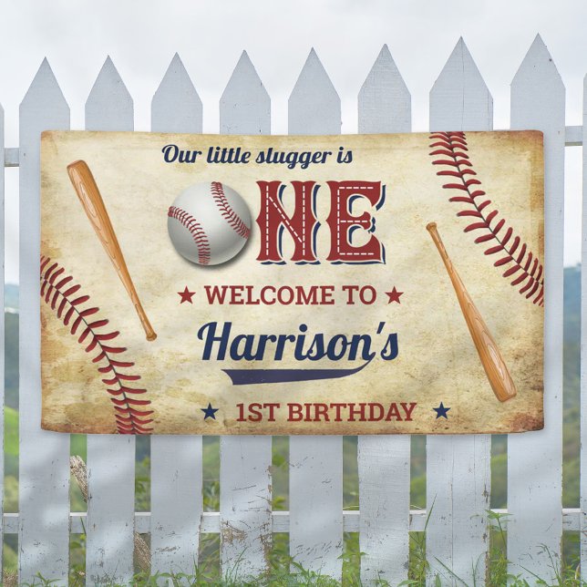 Vintage Baseball Boys 1st Birthday Welcome Banner (Creator Uploaded)
