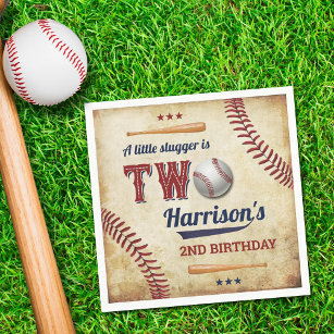 Vintage Baseball Boys 2nd Birthday Napkins