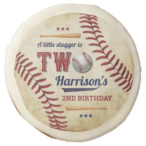 Vintage Baseball Boys 2nd Birthday Sugar Cookie