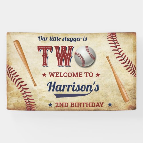 Vintage Baseball Boys 2nd Birthday Welcome Banner