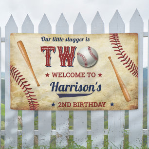 Vintage Baseball Boys 2nd Birthday Welcome Banner
