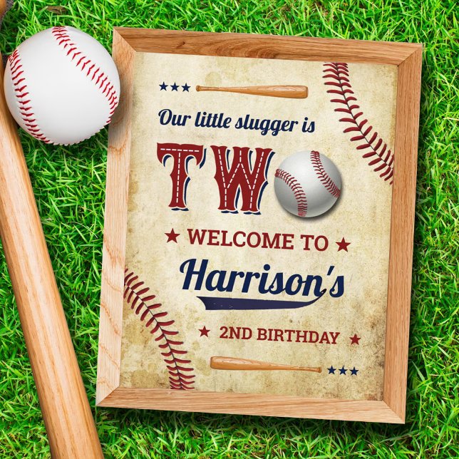 Vintage Baseball Boys 2nd Birthday Welcome Sign (Creator Uploaded)