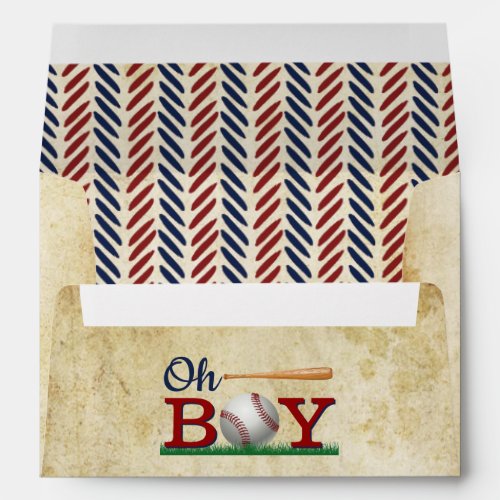 Vintage Baseball Boys Baby Shower Envelope