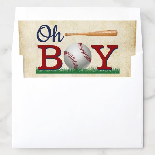 Vintage Baseball Boys Baby Shower Envelope Liner