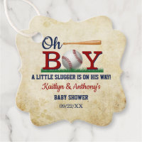 Vintage Baseball Boys Baby Shower Favor Tags