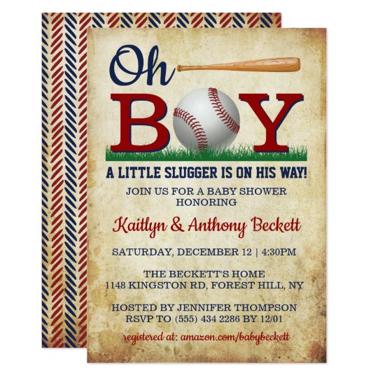 Vintage Baseball Boys Baby Shower Invitations | Zazzle.com