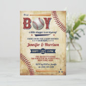 Vintage Baseball Boys Baby Shower Invitations (Standing Front)