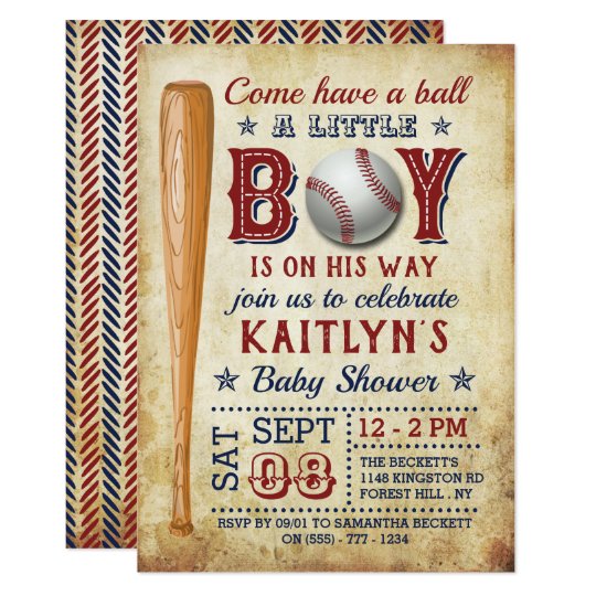 Vintage Baseball Boys Baby Shower Invitations | Zazzle.com