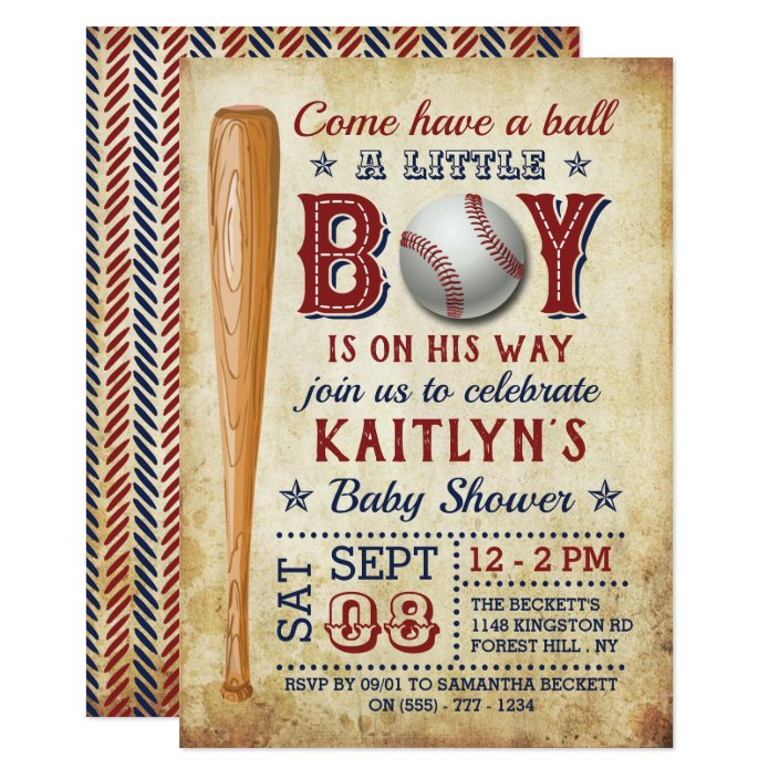 Vintage Baseball Boys Baby Shower Invitations Zazzle Com