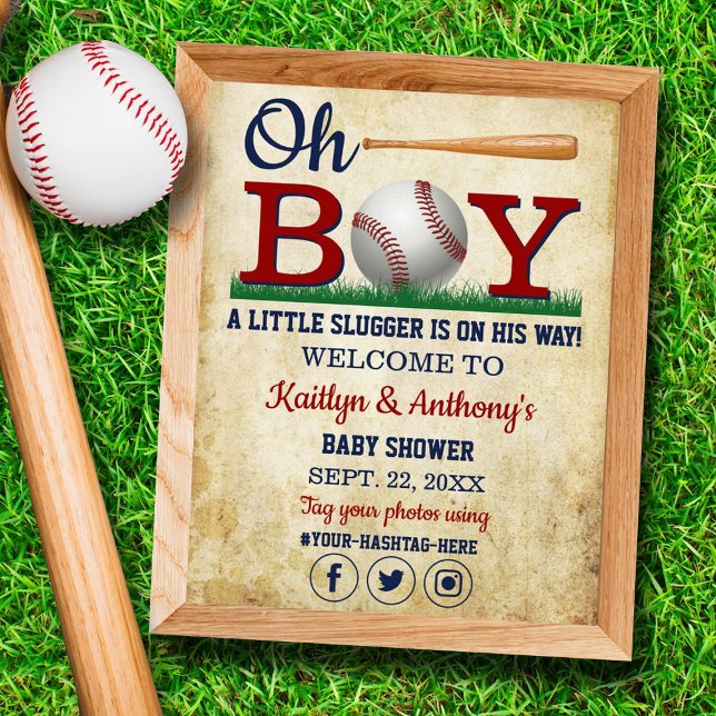 Vintage Baseball Boys Baby Shower Welcome Sign (Creator Uploaded)