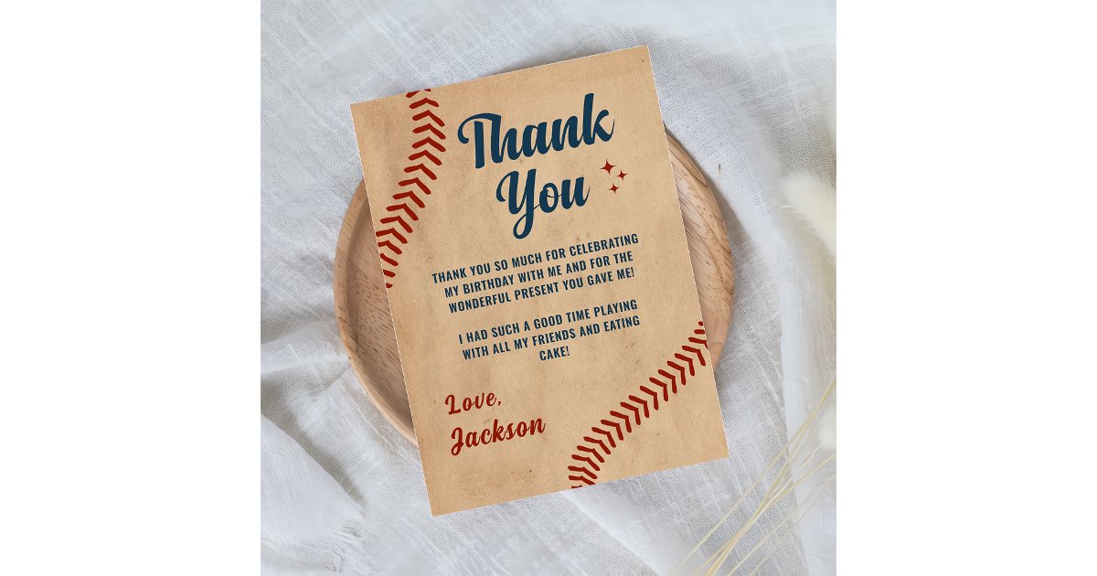 Vintage Baseball Boys Birthday Thank You Card | Zazzle