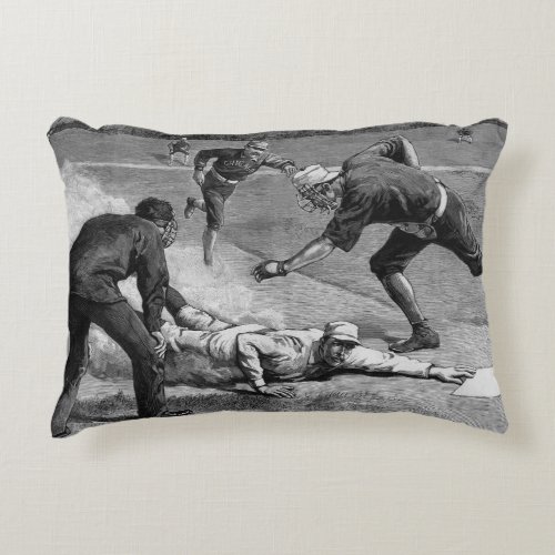 Vintage Baseball by Thure De Thulstrup 1885 Accent Pillow