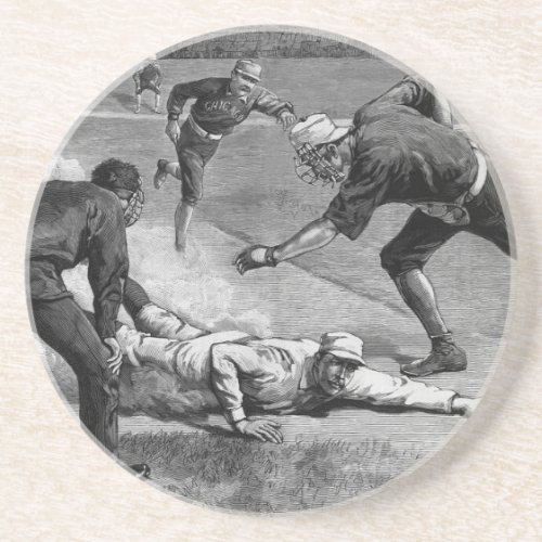 Vintage Baseball by Thure De Thulstrup 1885 Drink Coaster