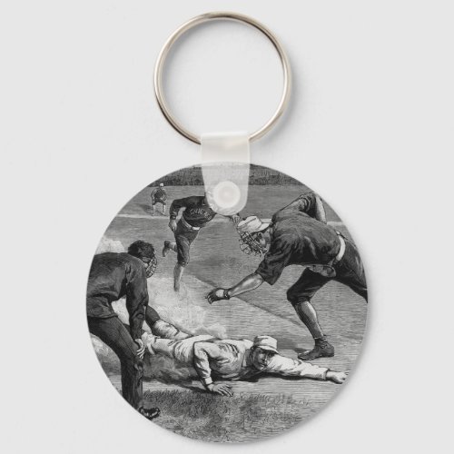 Vintage Baseball by Thure De Thulstrup 1885 Keychain