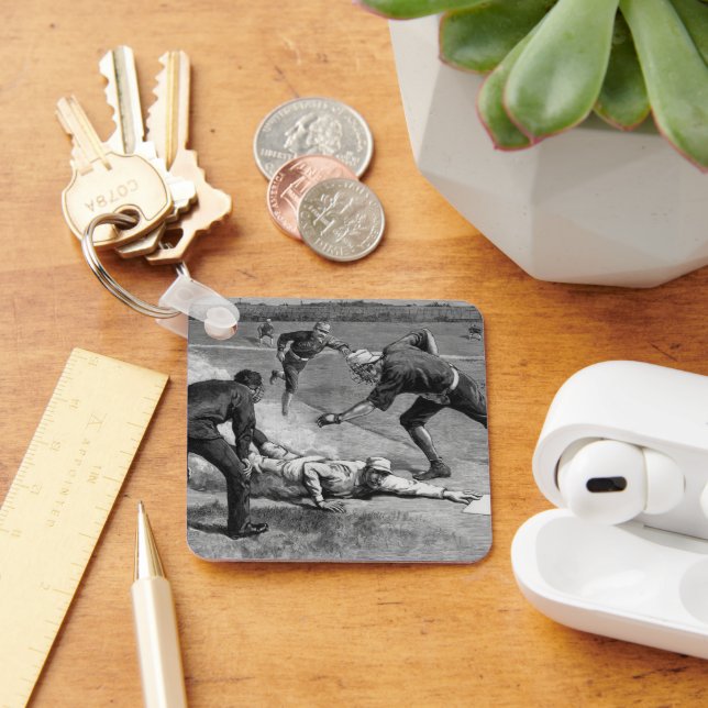 Vintage Baseball by Thure De Thulstrup, 1885 Keychain (Desk)