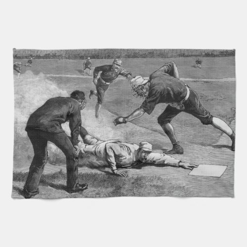 Vintage Baseball by Thure De Thulstrup 1885 Kitchen Towel