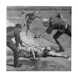 Vintage Baseball by Thure De Thulstrup, 1885 Tile