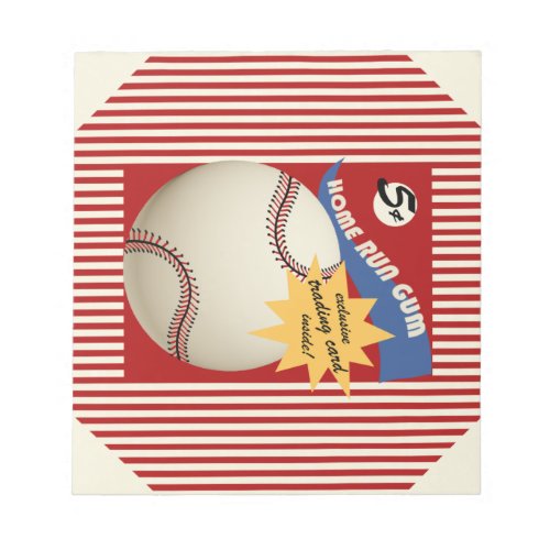 Vintage Baseball Card Bubblegum Wrapper Notepad