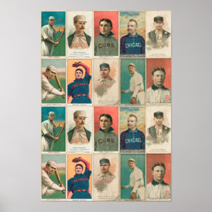 Vintage Baseball Cards Decoupage Poster or paper