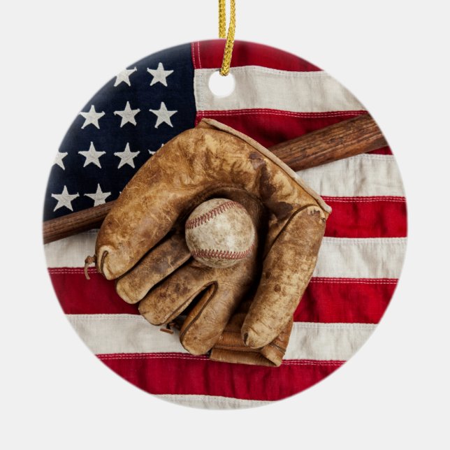 Vintage Baseball Ceramic Ornament (Front)