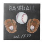 Vintage Baseball Chalkboard Design Ceramic Tile<br><div class="desc">Vintage Baseball Chalkboard Design. Artist: Naomi McCavitt. Image ID: 106364GG.</div>