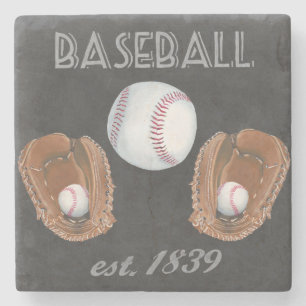 Vintage Baseball Chalkboard Design Stone Coaster