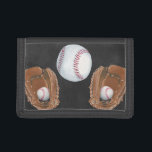 Vintage Baseball Chalkboard Design Tri-fold Wallet<br><div class="desc">Vintage Baseball Chalkboard Design. Artist: Naomi McCavitt. Image ID: 106364GG.</div>