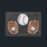 Vintage Baseball Chalkboard Design Tri-fold Wallet<br><div class="desc">Vintage Baseball Chalkboard Design. Artist: Naomi McCavitt. Image ID: 106364GG.</div>